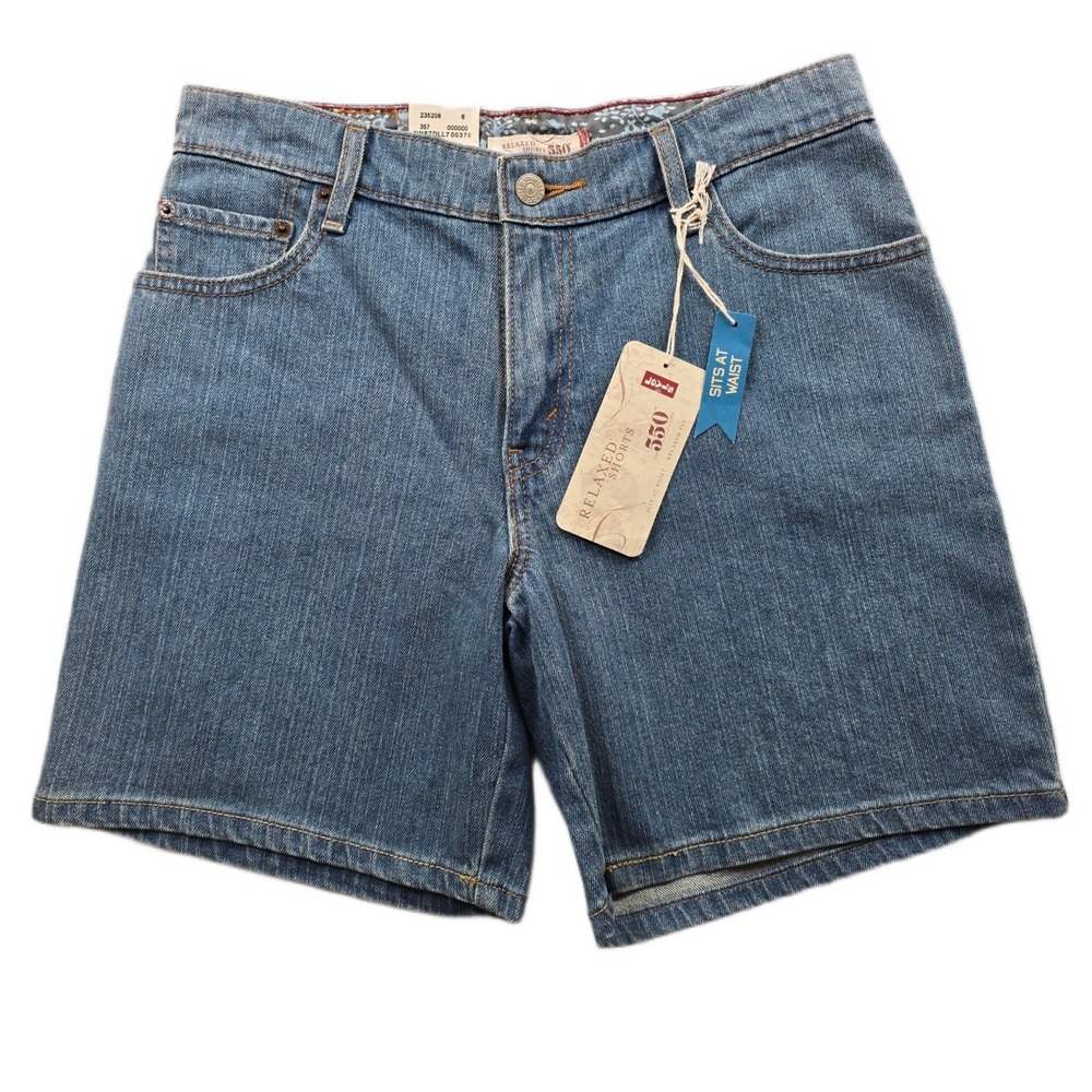 Levi's Denim Shorts Womens 6 Blue Jean Cotton Relaxed Fit Sits At Waist 550 NEW
